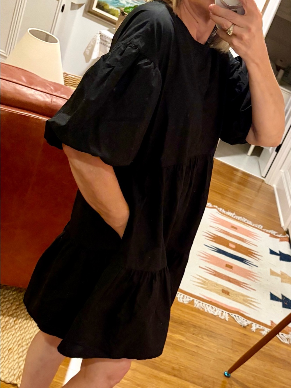 Black Puff Sleeve Tiered Mini Dress - Classic Casual
